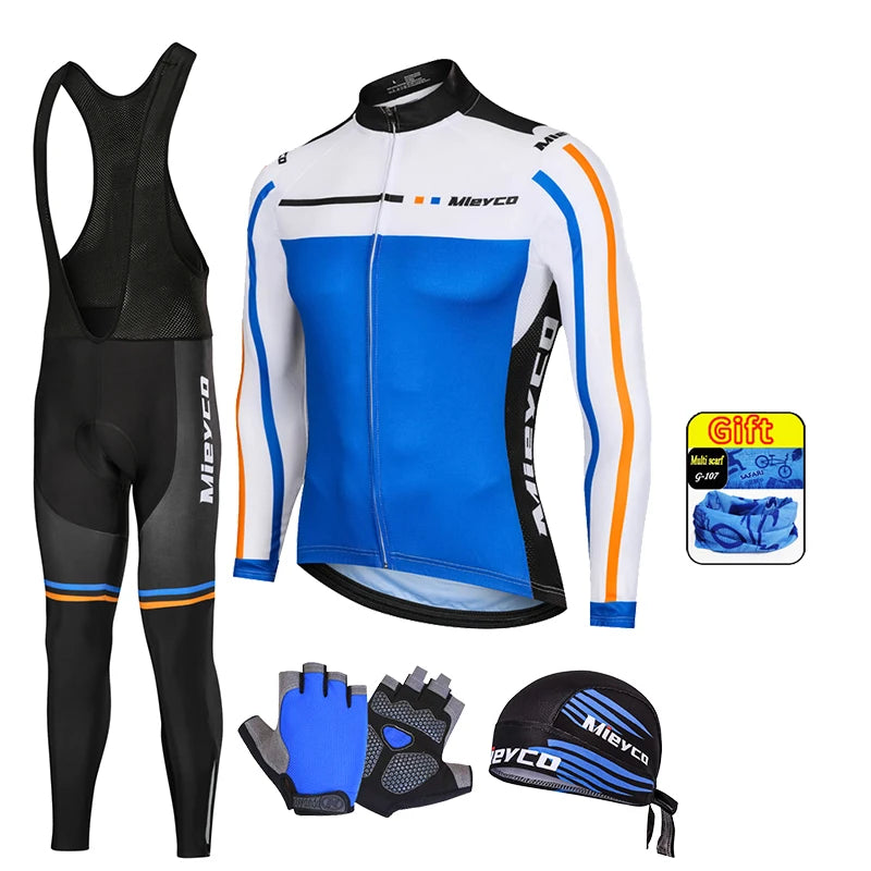 Men Autumn Long Sleeve Cycling Jersey Set MTB Mountain Bike Sportswear Slim Fit