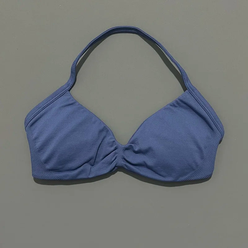 Women's Ruched Halter Neck Sports Bra