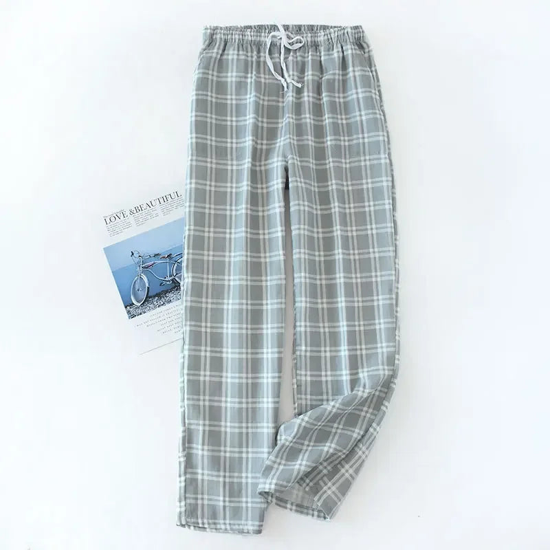 Plaid Drawstring Pajama Bottoms with Long and Short Styles