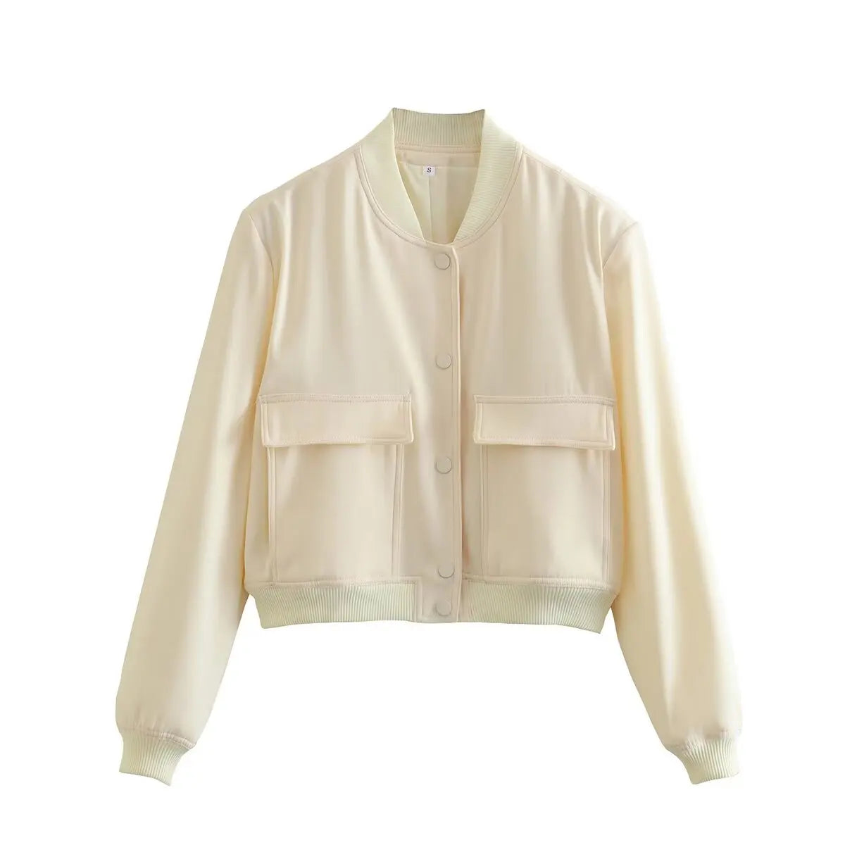 Women's V-Neck Button-Front Bomber Jacket