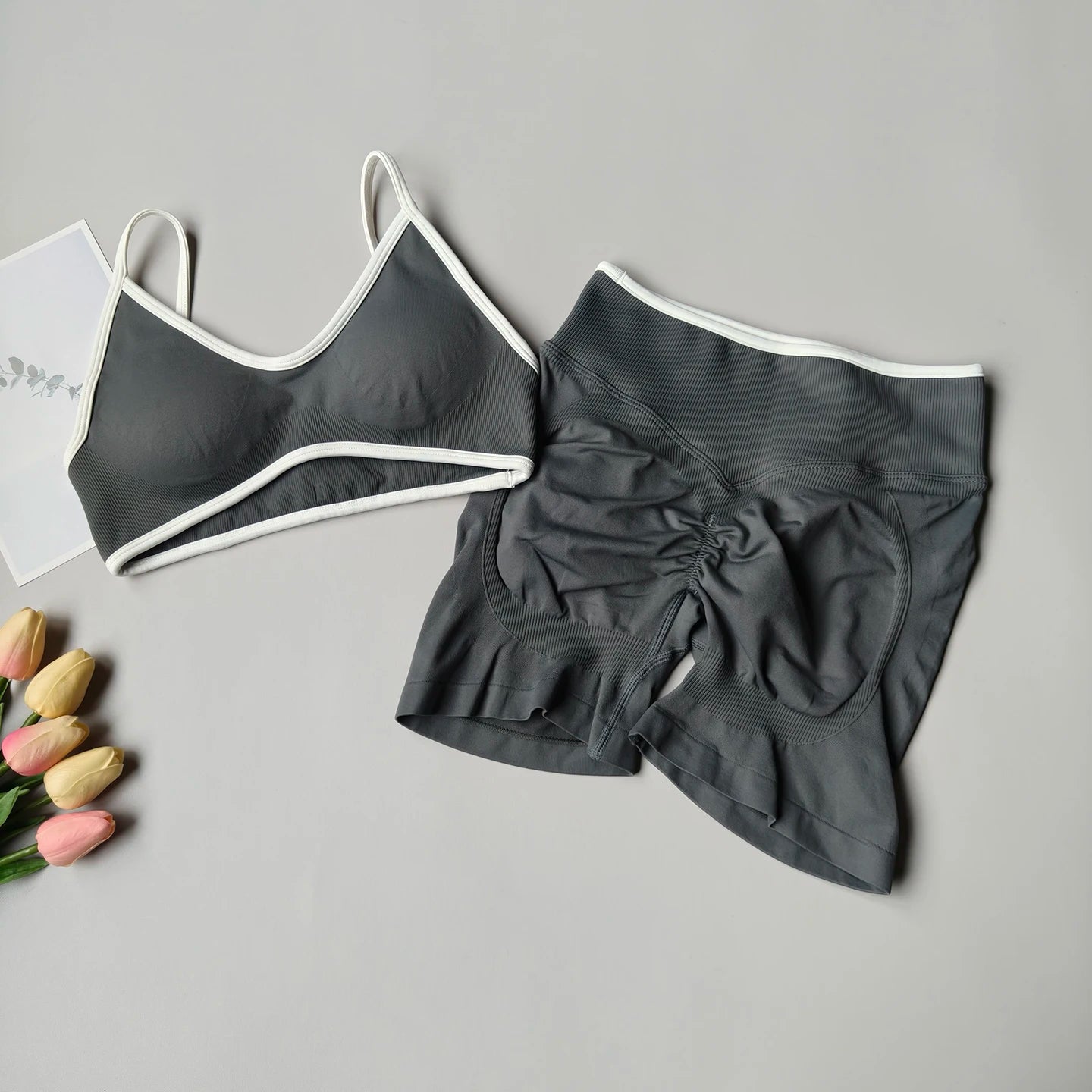 Women's Racerback Bra And Shorts Yoga Set For Workout Outfits