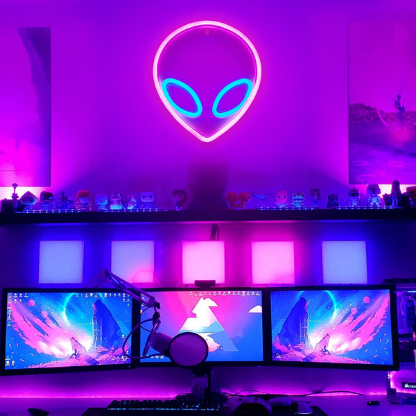Heart Valentines Day LED Neon Signs Lightning Gaming Room Decoration Hanging Night Lamp Bedroom Alien Neon Lights Wall Art Decor