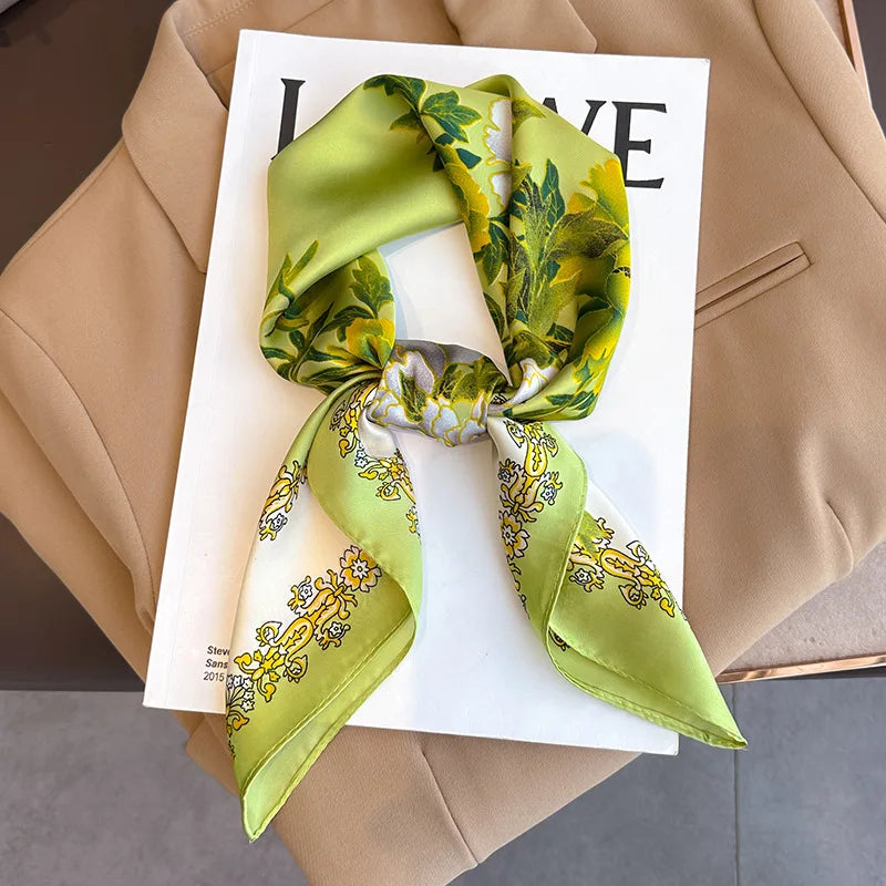 Ornate Print Square Scarf with Decorative Border Patterns