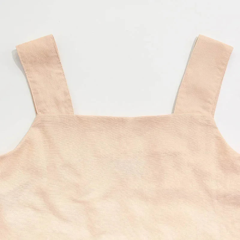 Women's Cotton-Linen Sleeveless Cropped Tank Top with Square Neck for Summer Outfits
