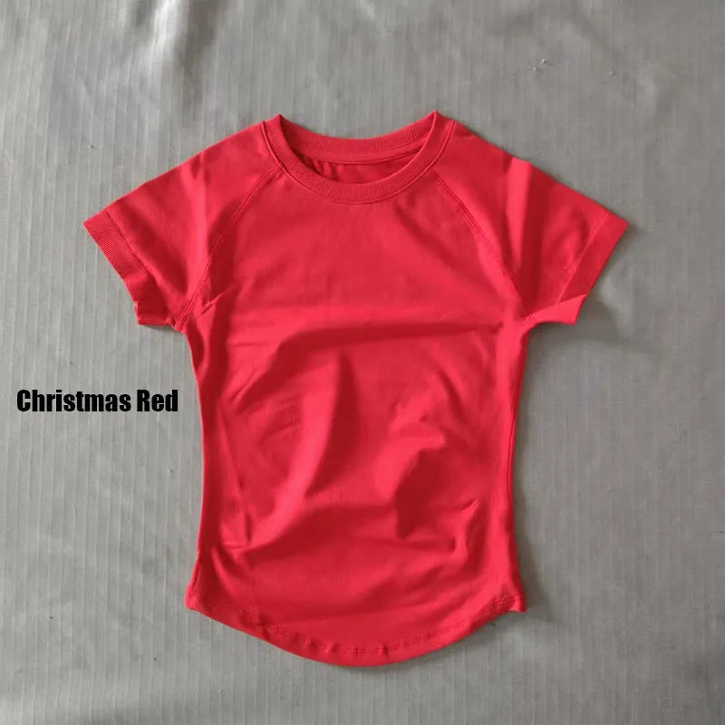 Women's Crew Neck Fitted Short Sleeve T-shirt For Workout Outfits