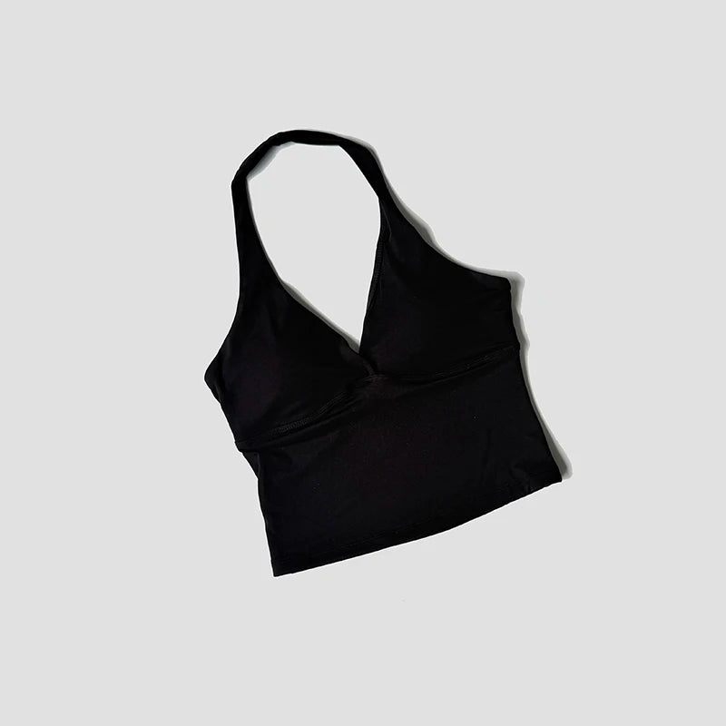 Women’s Halter Backless Sports Tank with Built-In Pads