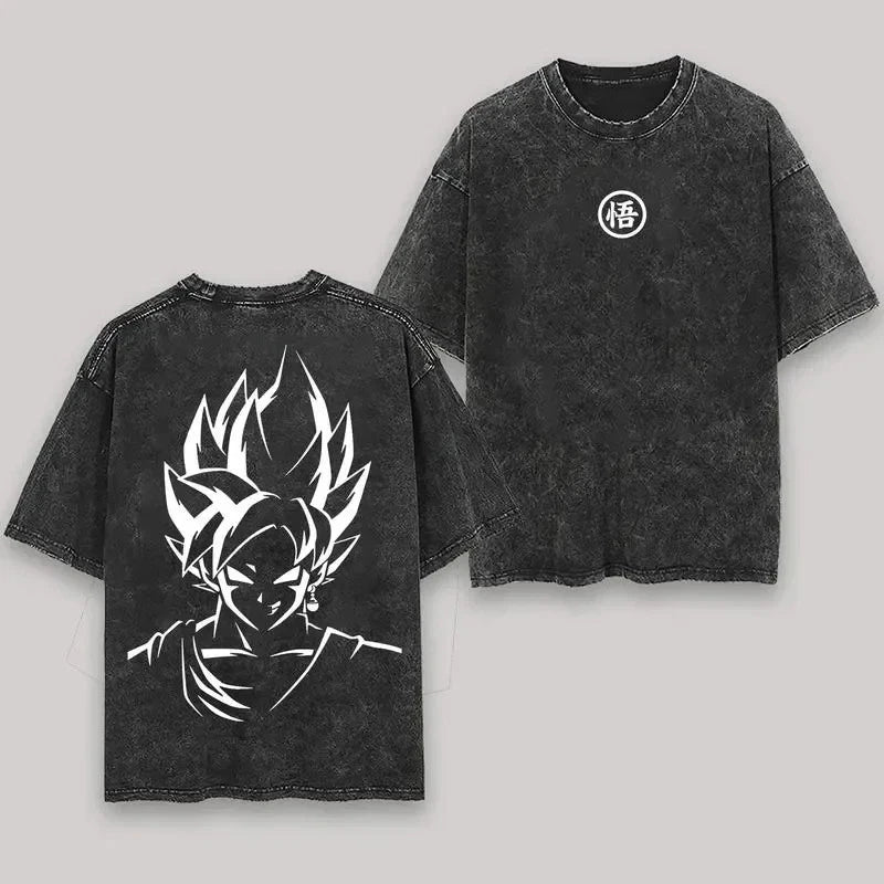 Anime Dragon Ball Goku Vintage Washed T-Shirt Oversized Streetwear Tee