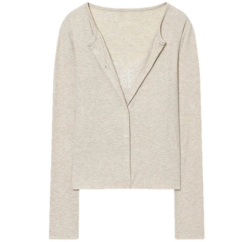 Women's Lace V Neck Button Front Cardigan Casual Knit Layer