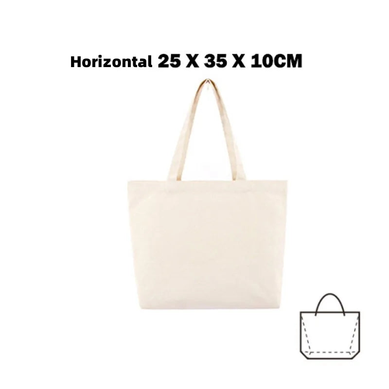 Plain Canvas Style Tote Bag with Long Shoulder Handles