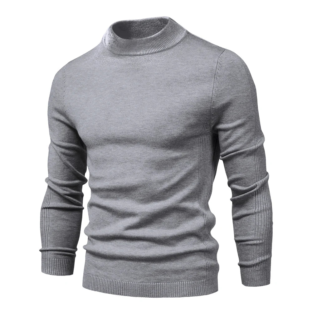 Men's Mock Neck Long Sleeve Knit Sweater
