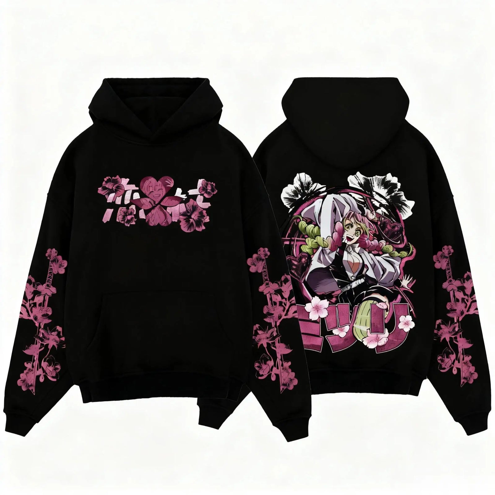 Demon Slayer Kanroji Mitsuri Hoodie Anime Pullover Sweatshirt Men Women Cosplay Graphic Streetwear