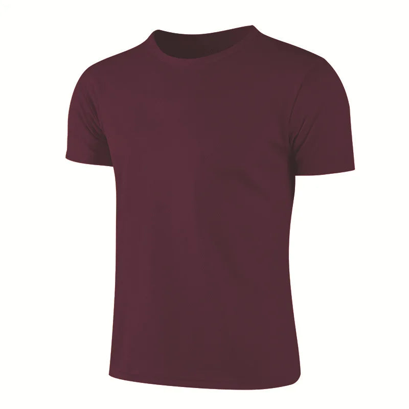 Men's Plain Crew Neck Short Sleeve T-shirt For Workout Outfits