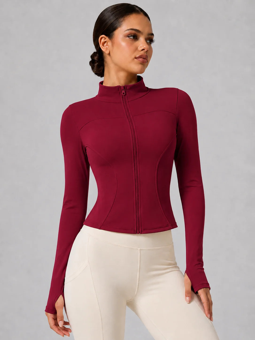 Women's Full-Zip Yoga Jacket with Thumbholes