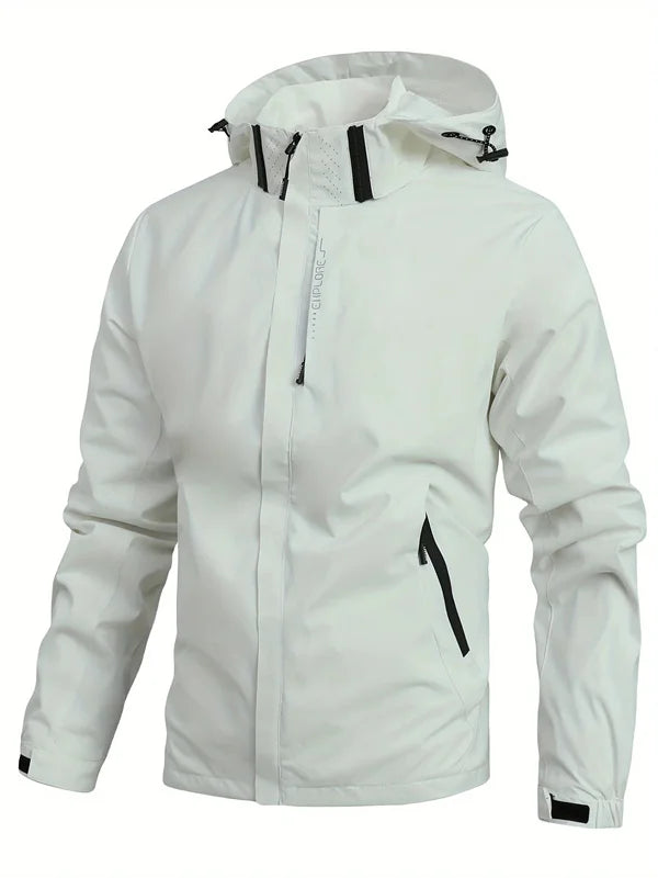Hooded Long Sleeve Full Zip Outdoor Rain Jacket