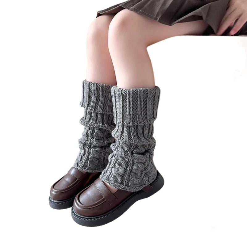 Children's Cable Knit Leg Warmers with Solid Color Options