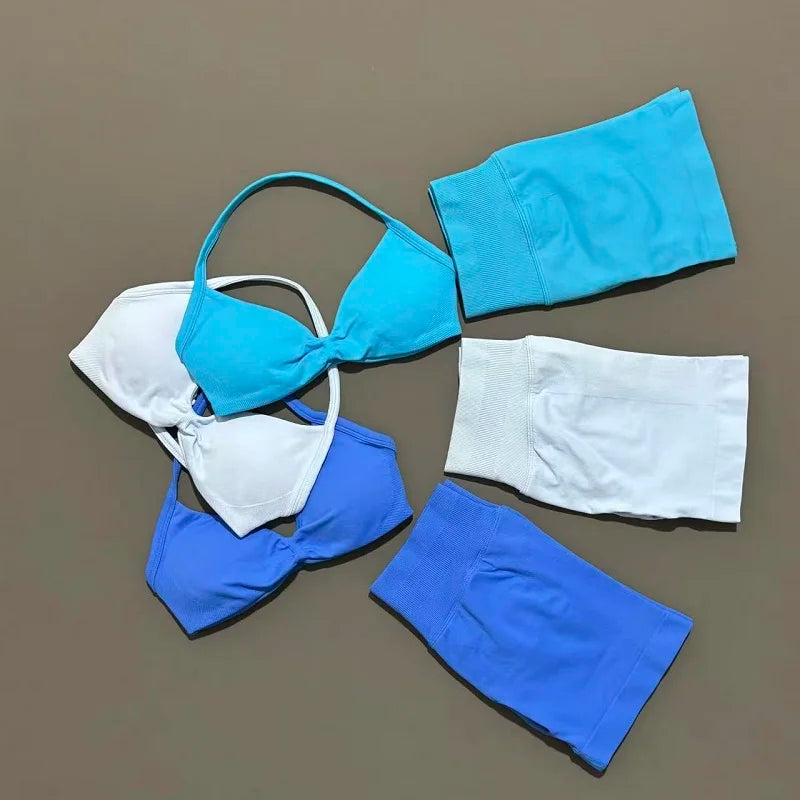 Women's Twist Front Bra And Shorts Yoga Set