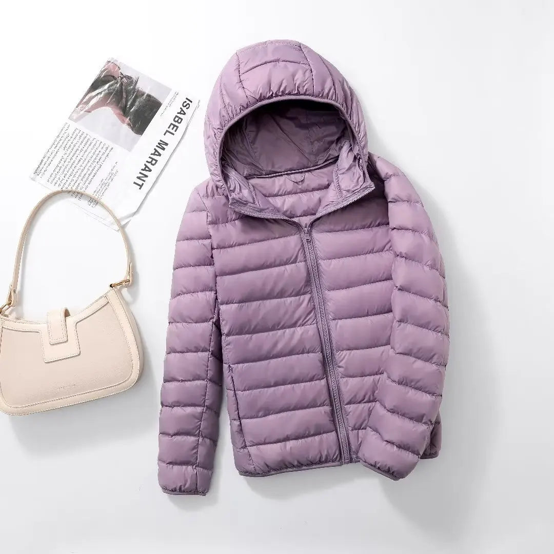 Women's Hooded Quilted Zip Front Jacket for Layered Outfits