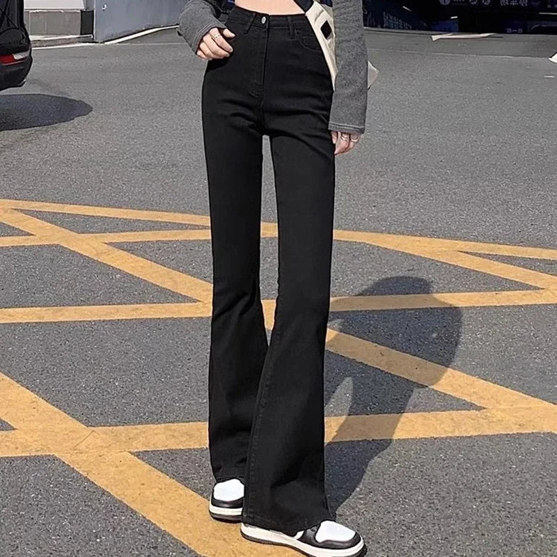 Women's Black High Waist Flared Leg Denim Jeans