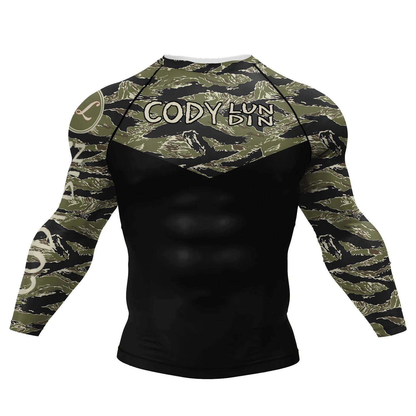 Graphic Long Sleeve Fitted Rash Guard for Training Wear