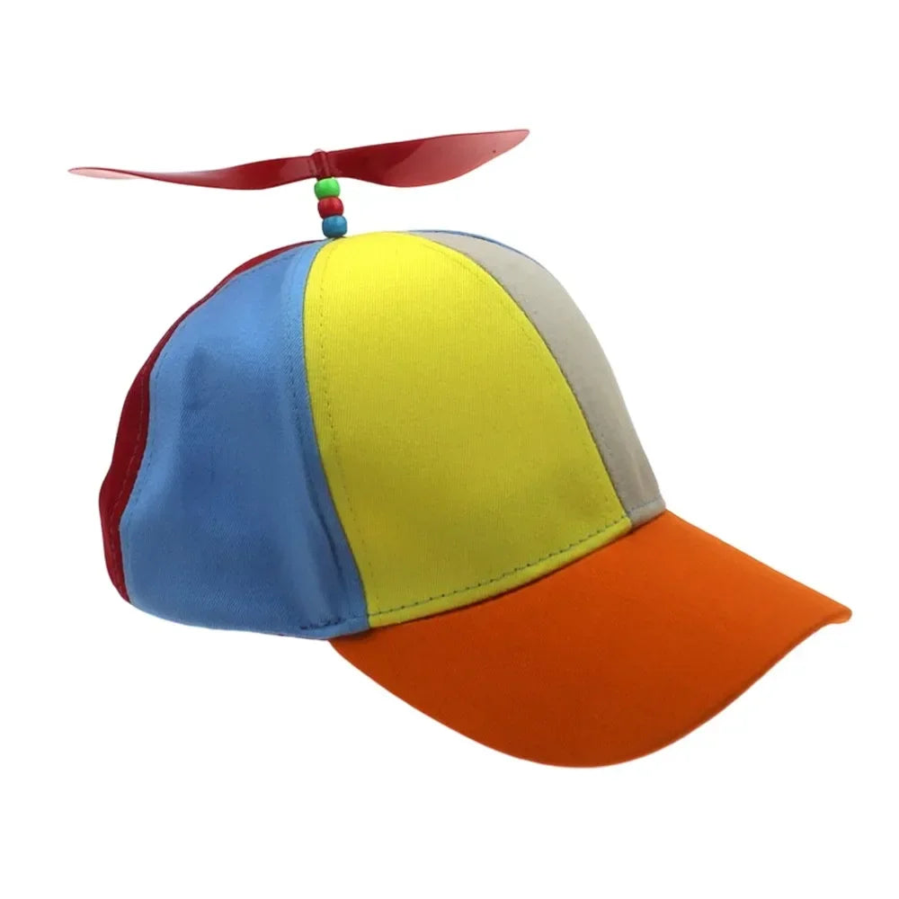 Color Block Baseball Cap with Decorative Top Propeller