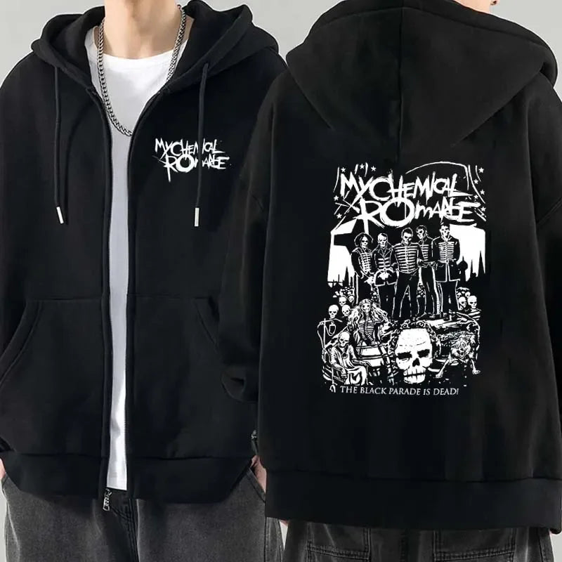 Men's Rock-Graphic Long-Sleeve Zip-Front Hoodie