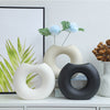 Nordic Ceramic Vase Circular Hollow Donuts Flower Vases Decoration Home Living Room Accessories Interior Office Desktop Decor