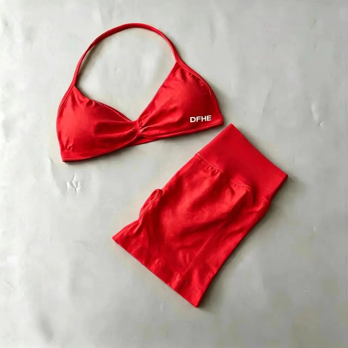 Women's Twist Halter Bra And Shorts Yoga Set