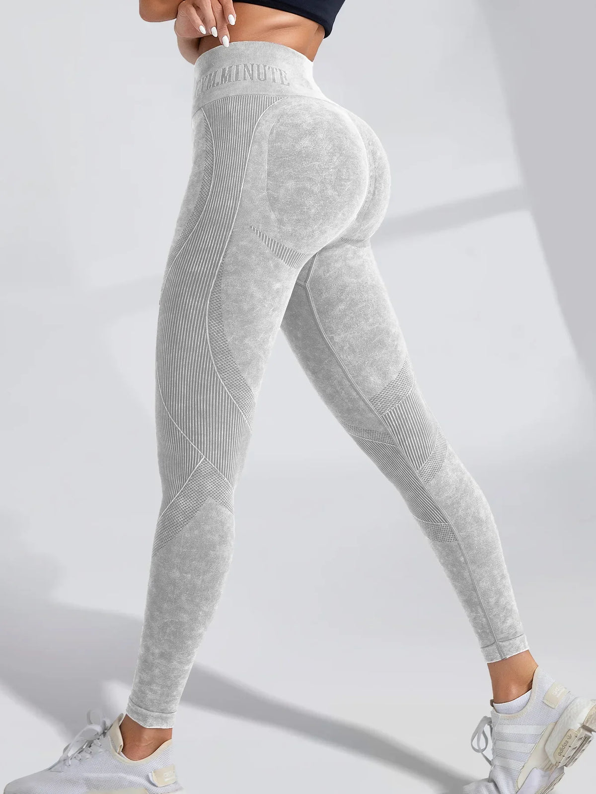 Women's High-Waist Washed-Look Stretch Knit Yoga Leggings