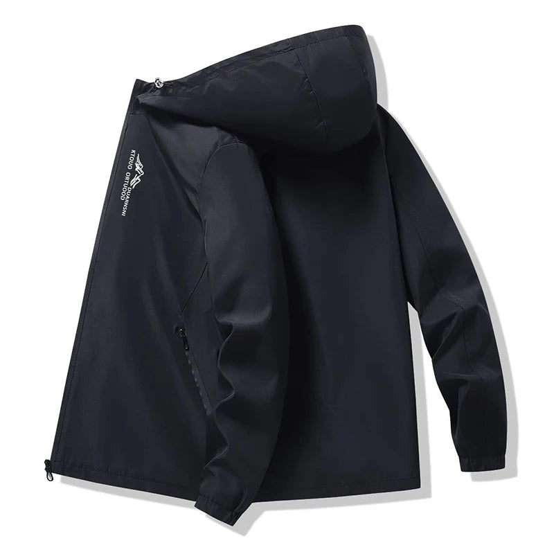 Hooded Long Sleeve Full Zip Outdoor Hiking Jacket with Pockets