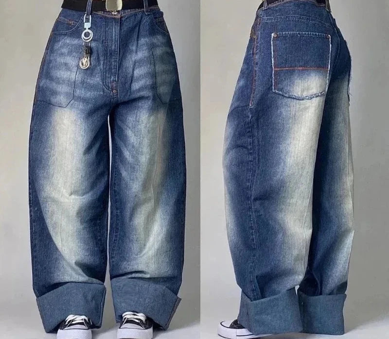 Women's Cargo Wide Leg Pocket Denim Jeans For Everyday Outfits