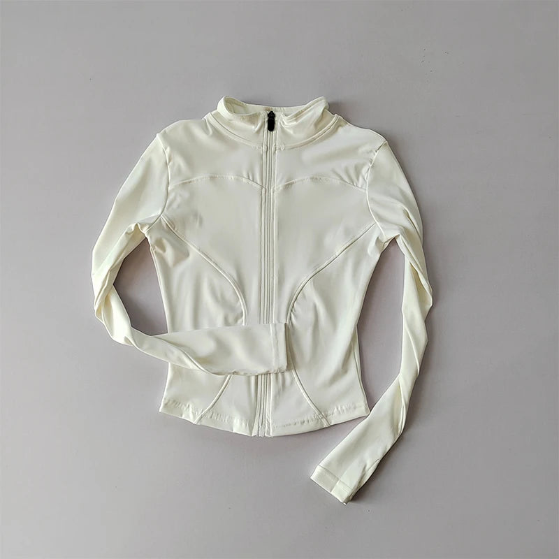 Stand Collar Long Sleeve Full Zip Yoga Training Jacket