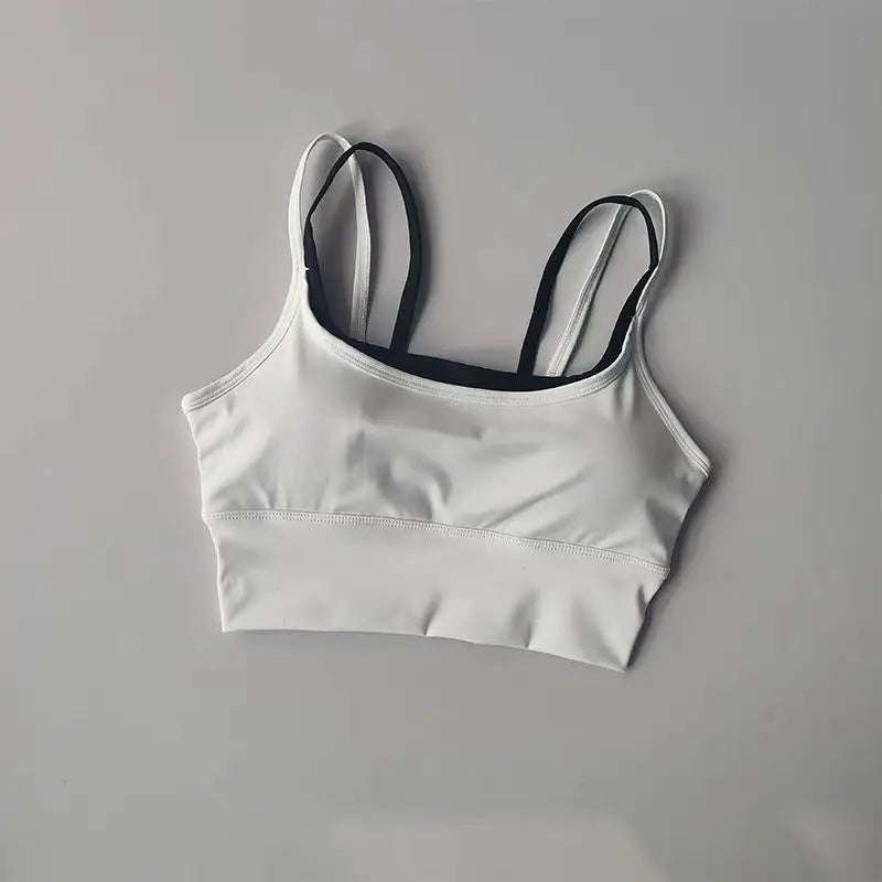 Women's Contrast Double Strap Cropped Tank Top
