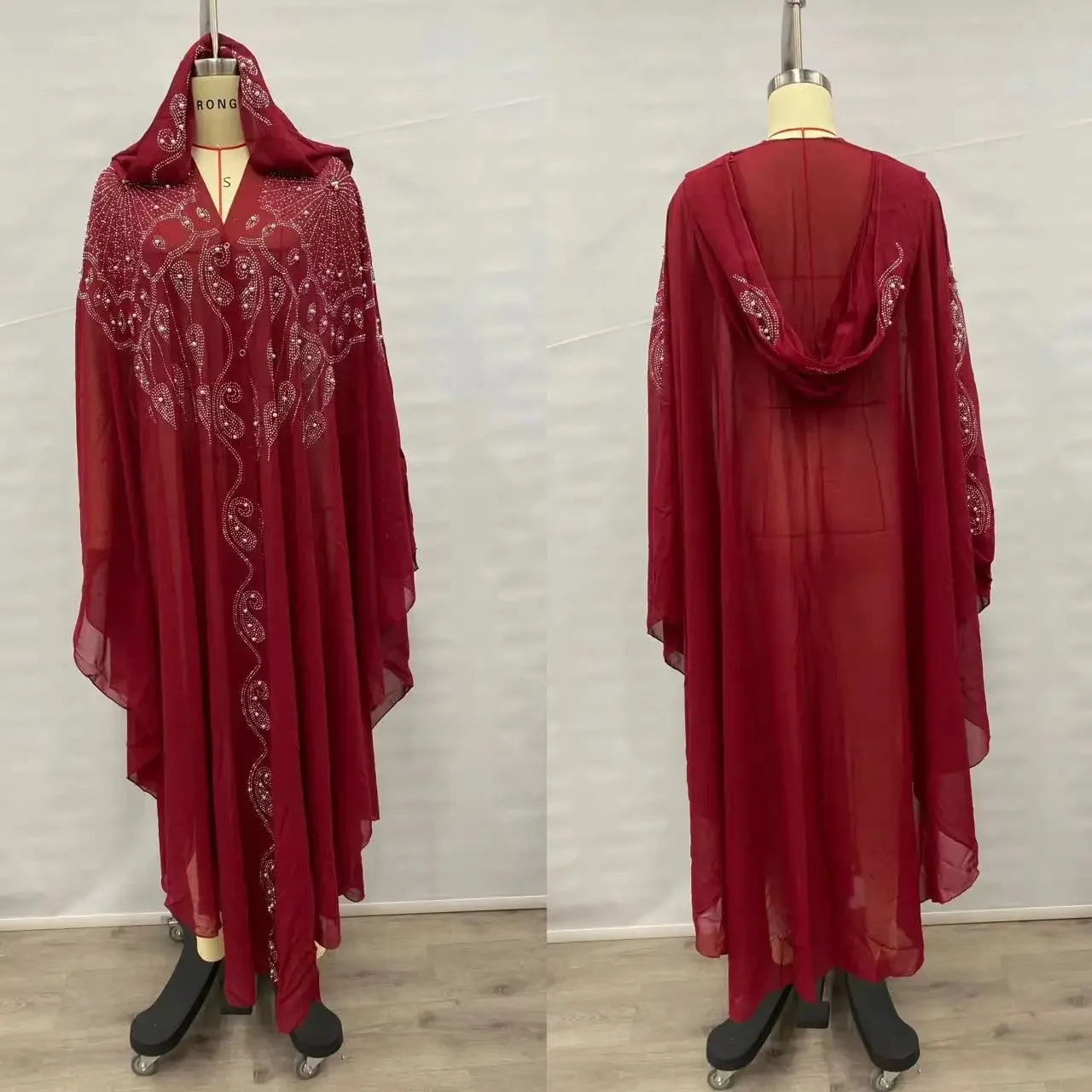 Embellished Sheer Hooded Cape for Layering over Outfits