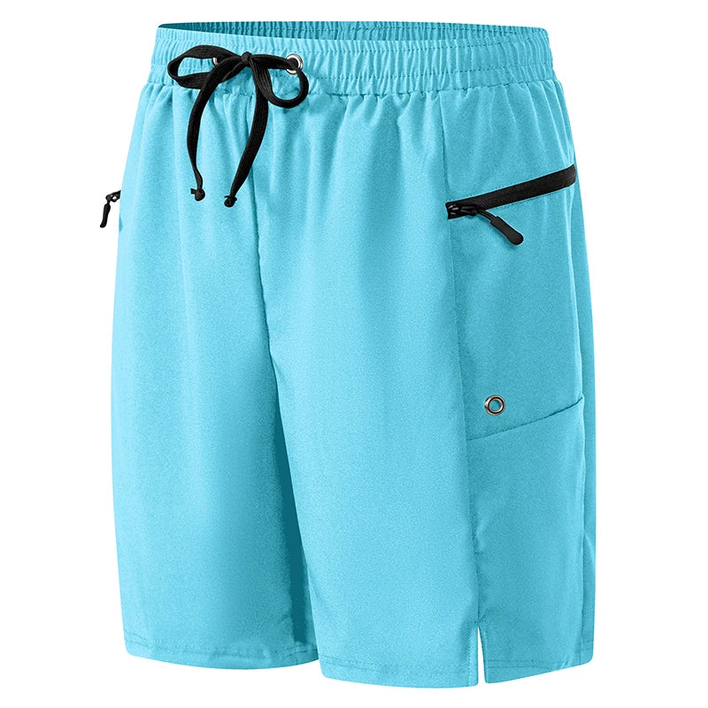 Men's Swim Shorts with Zipper Pockets and Mesh Liner for Beach and Pool Wear