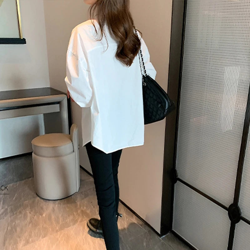 Women's Collared Long Sleeve Button Front Shirt