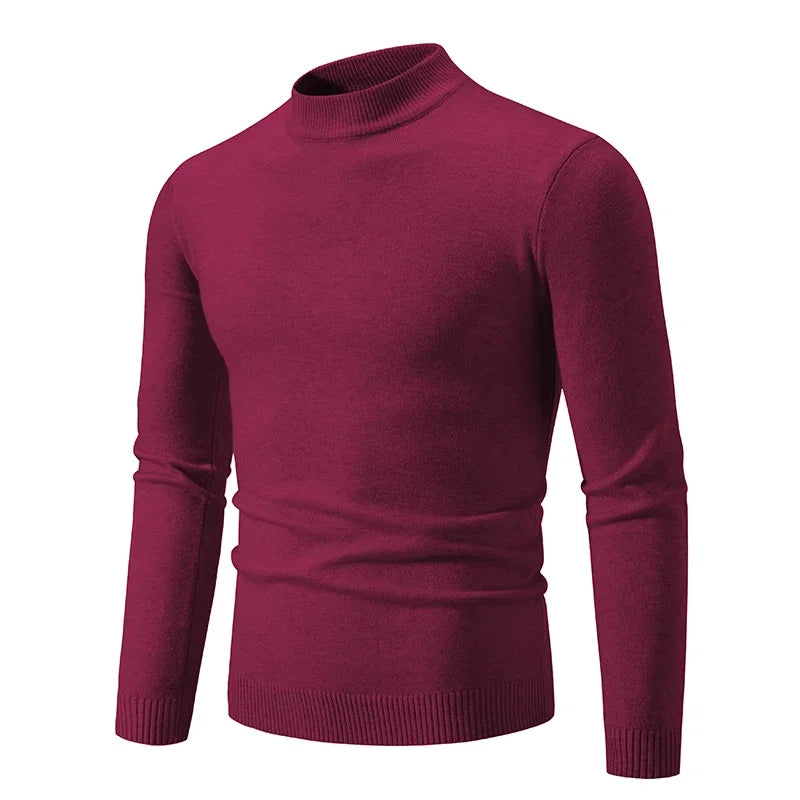 Men's Mock Neck Long Sleeve Knit Sweater