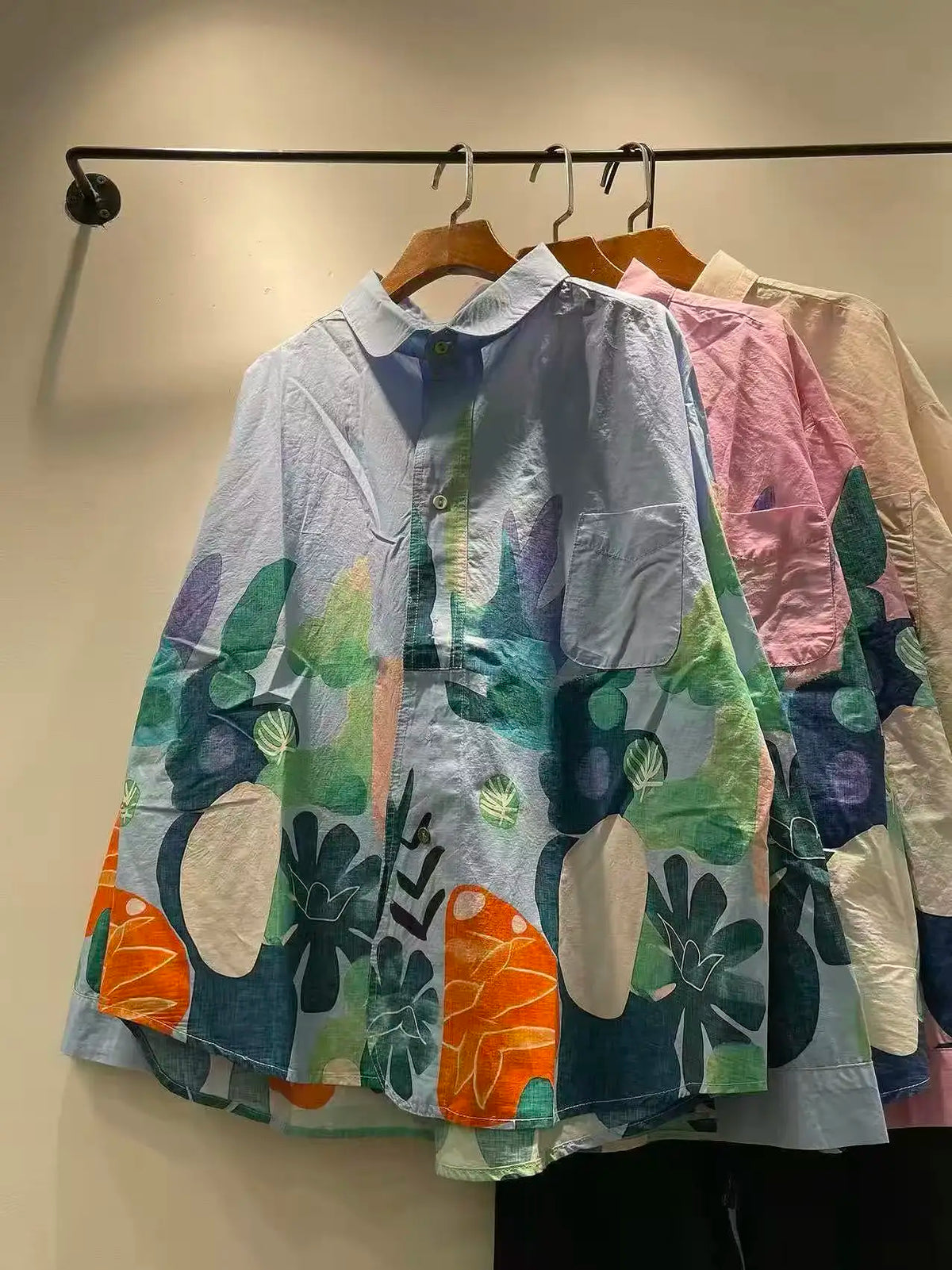 Women's Colourful Patchwork Print Long Sleeve Shirt