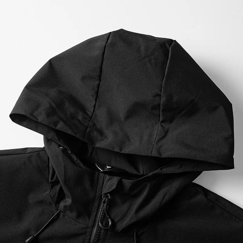 Hooded Long Sleeve Full Zip Outdoor Hiking Jacket with Pockets