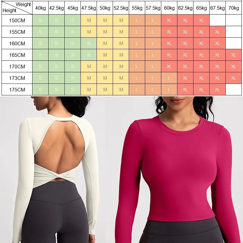 Women's Open-Back Long-Sleeve Workout Top