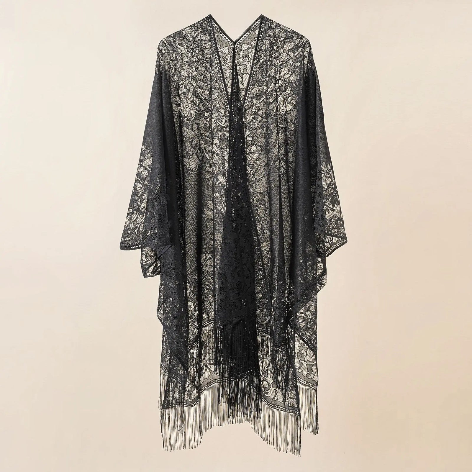 Long Lace Open Front Cardigan for Layering over Outfits