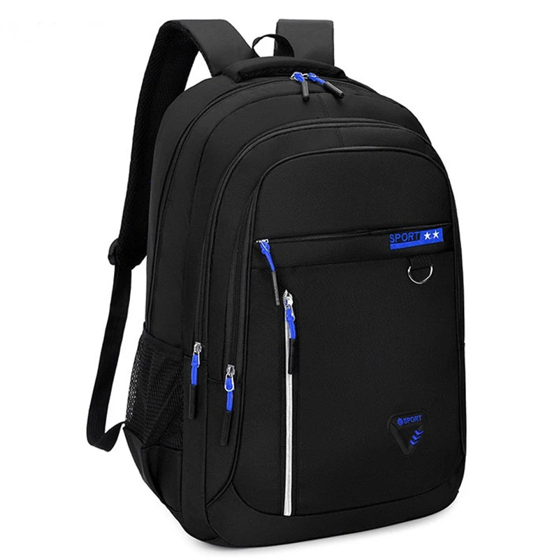 Multi-Layer Commuter Backpack with Front Zippers and Contrast Colour Details