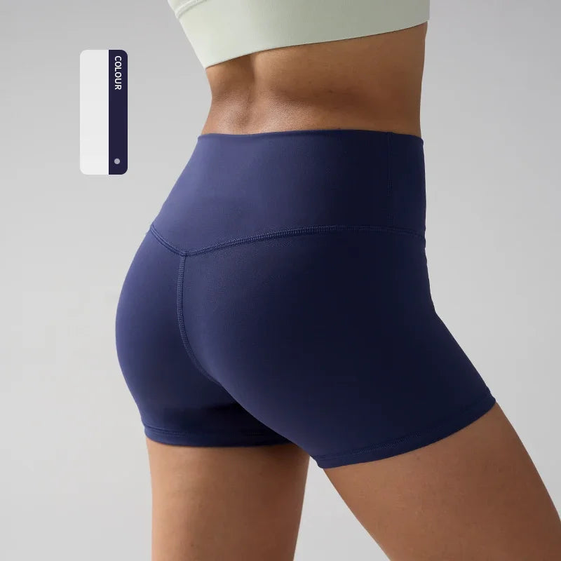 Women's High Waist Nylon Blend Shorts for Yoga and Fitness