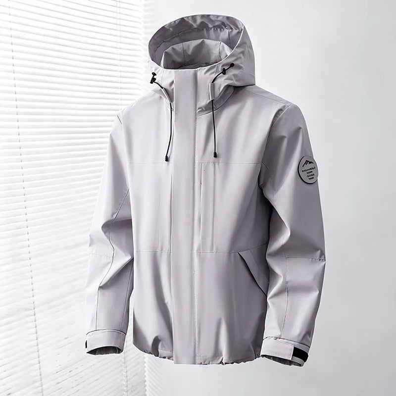 Hooded Long Sleeve Full Zip Outdoor Hiking Jacket with Pockets