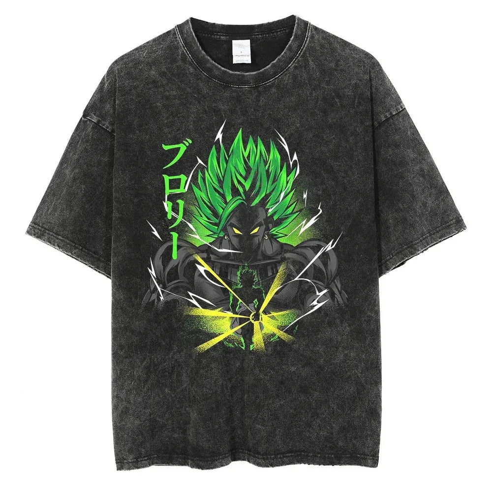 Anime Dragon Ball Goku Vintage Washed Oversized T-Shirt Cotton Streetwear Tee