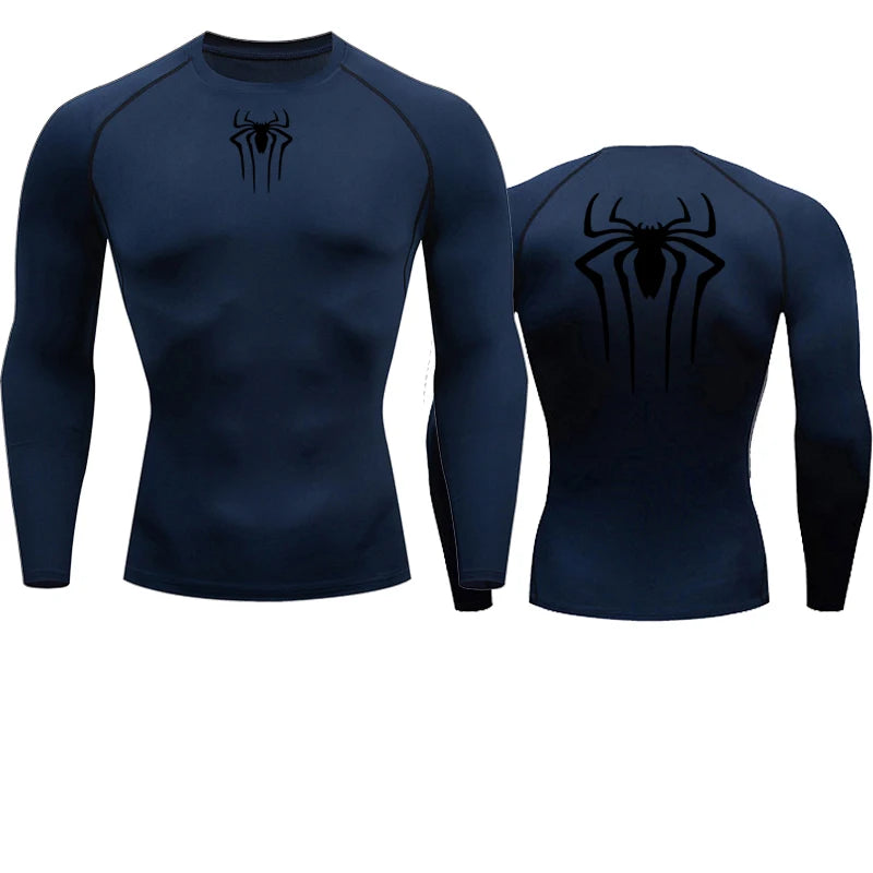 Spider Graphic Compression Long Sleeve Rash Guard For Sports Outfits