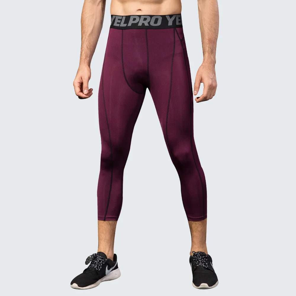 Men's Cropped Training Leggings for Gym and Running