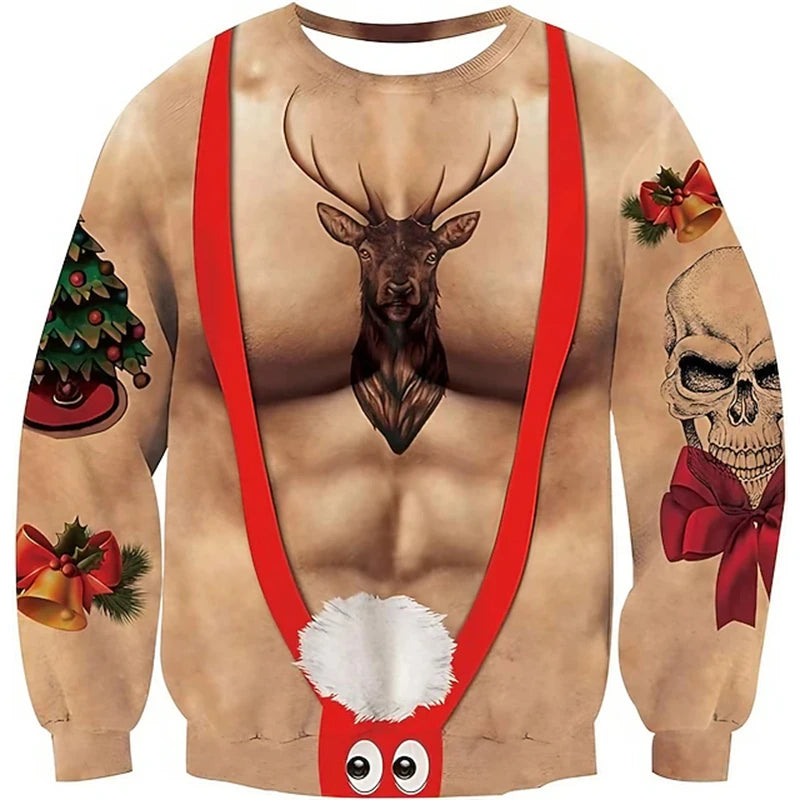 Christmas Costume-Effect Print Crewneck Long-Sleeve Sweatshirt