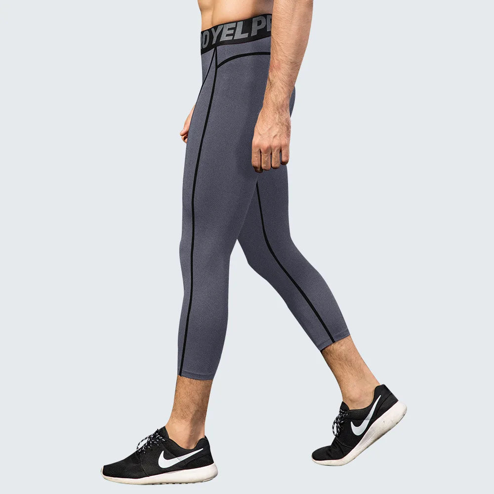 Men's Cropped Training Leggings for Gym and Running