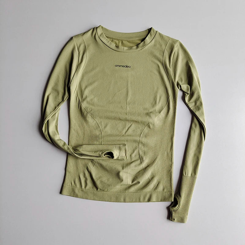 Women's Fitted Crew Neck Long Sleeve T-shirt For Workout Outfits