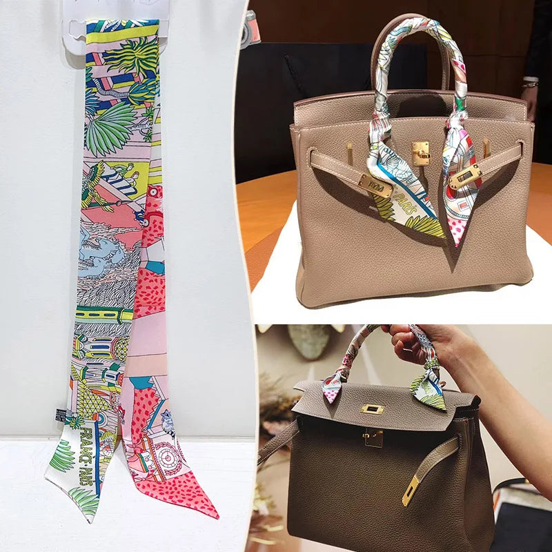 Printed Skinny Scarf for Neck and Bag Handle Styling